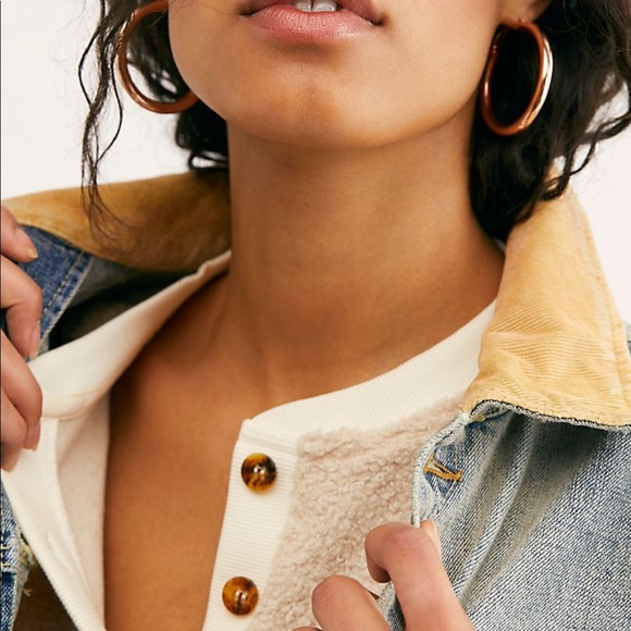 free people denim flannel patch jacket - Picture 2 of 6